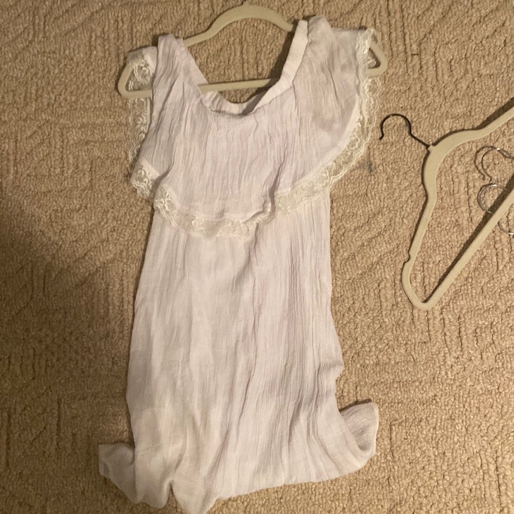 White ruffled off-shoulder dress